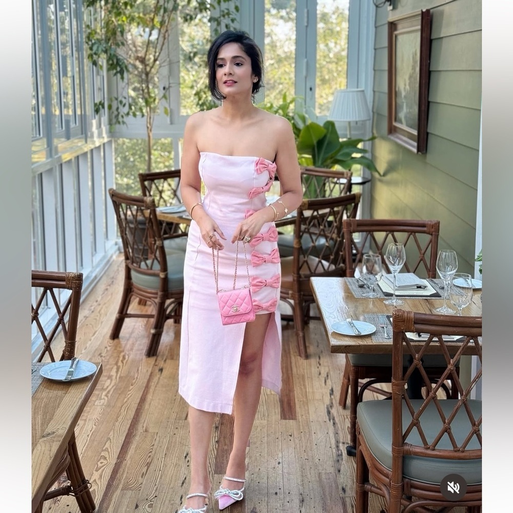 Anthropologie BHLDN Elegant Pink Strapless Bows Dress